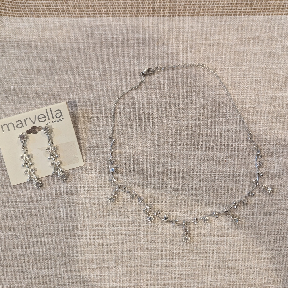 MARVELLA By Monet Silver Necklace and Earring Set